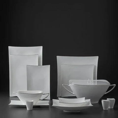 Jumbo Wind Platina 64-Delig Serviesset Voor 12 Personen – Vierkant