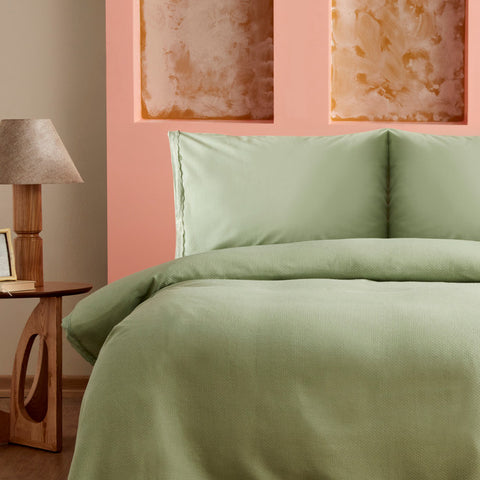 Karaca Home Alia 100% Cotton Frilled Double Bedspread Set Sage
 