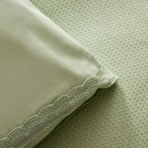 Karaca Home Alia 100% Katoenen Dubbele Sprei Set Met Ruche Salie