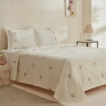 Karaca Home Myra Bloemgeborduurde Tweepersoons Bedsprei Ecru