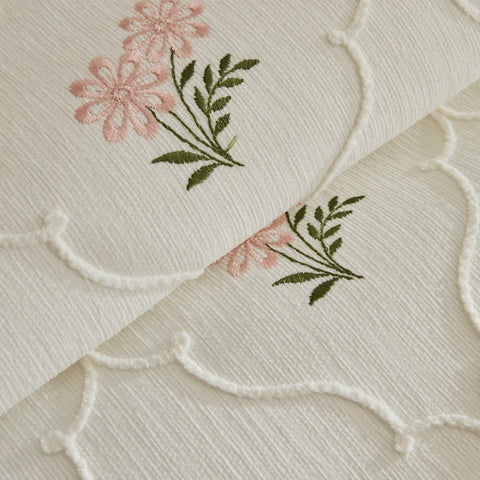 Karaca Home Myra Bloemgeborduurde Tweepersoons Bedsprei Ecru