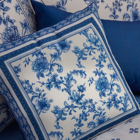 Karaca Home Rosario Gevuld Kussen 45X45 cm Blauw Wit