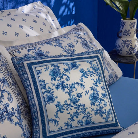 Karaca Home Rosario Gevuld Kussen 45X45 cm Blauw Wit