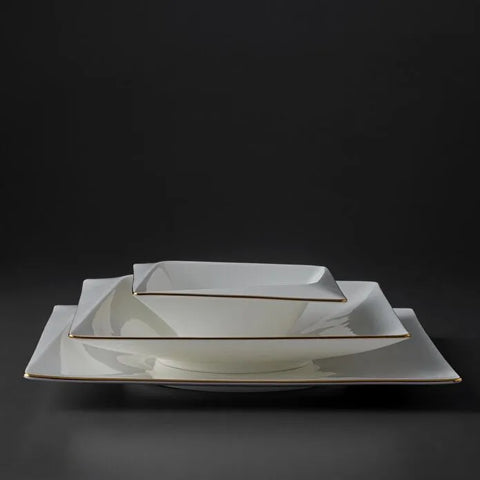 Jumbo Fold Gold 58-Piece Square Dinner Set for 12 Persons