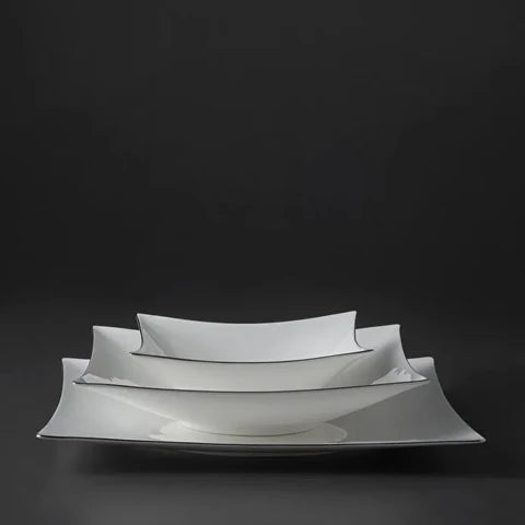 Jumbo Wind Platinum 64-Piece Dinner Set For 12 Persons – Square