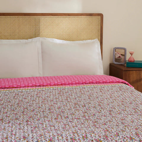 Sarah Anderson Chilena Double Bed Pink Bedspread  