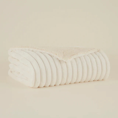 Karaca Stripe Sherpa Witte Deken 130x150