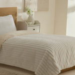 Karaca Stripe Sherpa White Blanket 150x200  
