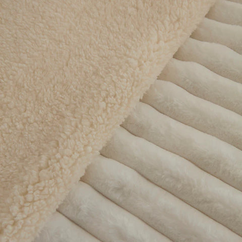 Karaca Stripe Sherpa White Blanket 150x200  