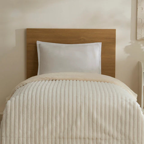 Karaca Stripe Sherpa White Blanket 150x200  