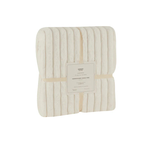 Karaca Stripe Sherpa White Blanket 150x200  