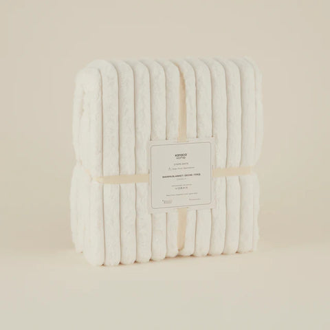 Karaca Stripe Sherpa White Blanket 150x200  