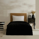 Karaca Stripe Sherpa Zwarte Deken 150x200