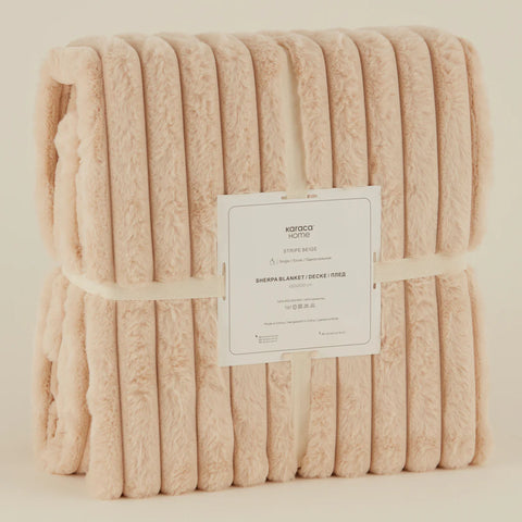 Karaca Stripe Sherpa Ecru Deken 150x200 cm
