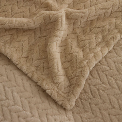 Karaca Leaves Ecru Éénpersoonsdeken 150x200 cm