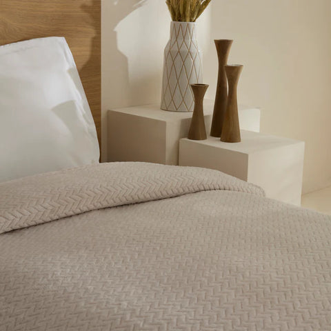 Karaca Leaves Grijze Eenpersoonsdeken 150x200