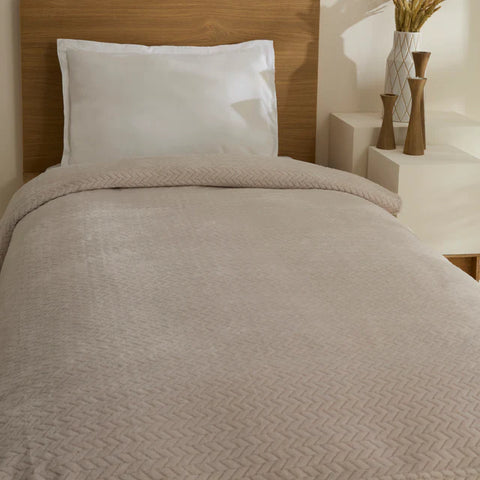 Karaca Leaves Grijze Eenpersoonsdeken 150x200