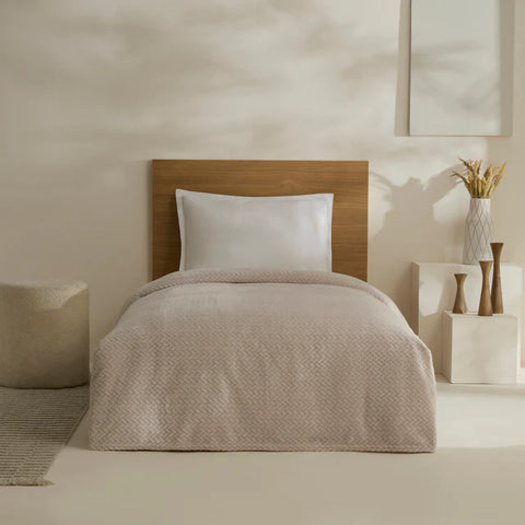 Karaca Leaves Grijze Eenpersoonsdeken 150x200