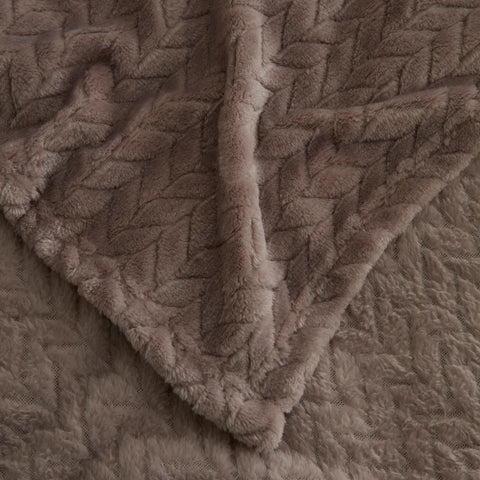 Karaca Leaves Steengrijze Éénpersoonsdeken 150x200 cm