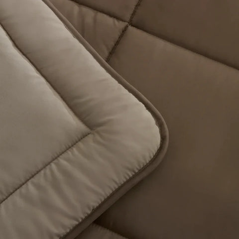 Karaca Home Double Face Dekbedovertrek, 200x200 cm, Beige-Mokka