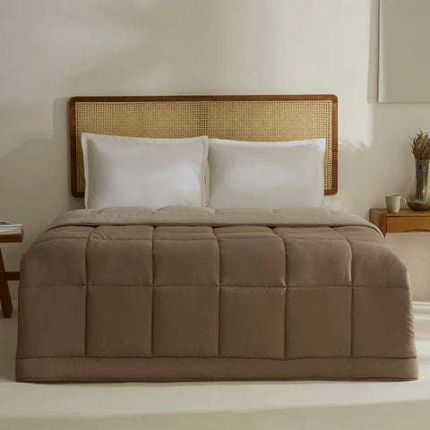 Karaca Home Double Face Dekbedovertrek, 200x200 cm, Beige-Mokka
