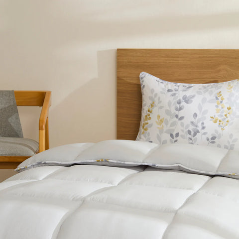 Karaca Leaf Grijs Eenpersoons Dekbedovertrekset 135x200+50x70