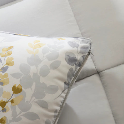 Karaca Leaf Grijs Eenpersoons Dekbedovertrekset 135x200+50x70