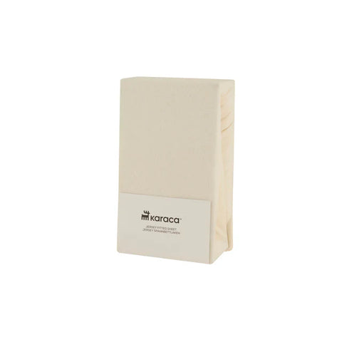 Karaca Home Jersey Hoeslaken, 180x200+30 cm, Crème