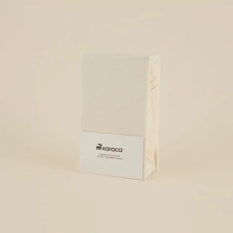 Karaca Home Jersey Hoeslaken, 120x200+30 cm, Crème