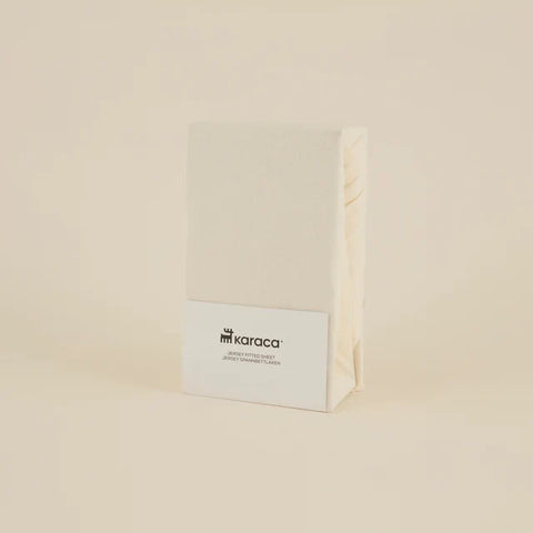 Karaca Home Jersey Hoeslaken, 180x200+30 cm, Crème