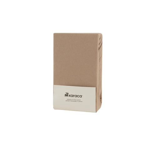 Karaca Home Jersey Hoeslaken, 120x200+30 cm, Beige