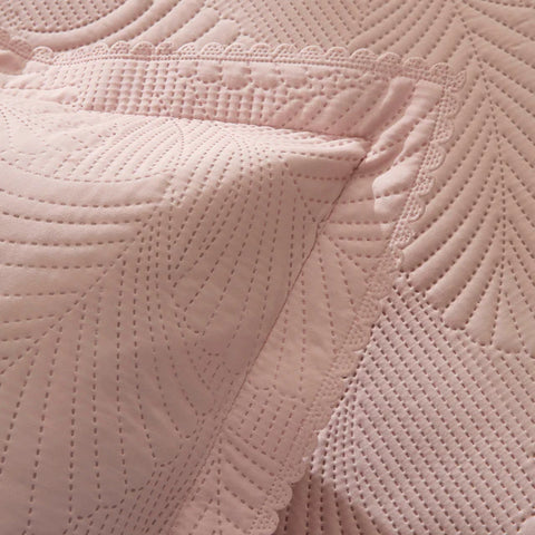 Leaf Sprei Set Poederroze 230x240 cm + 2 (50x70 cm)