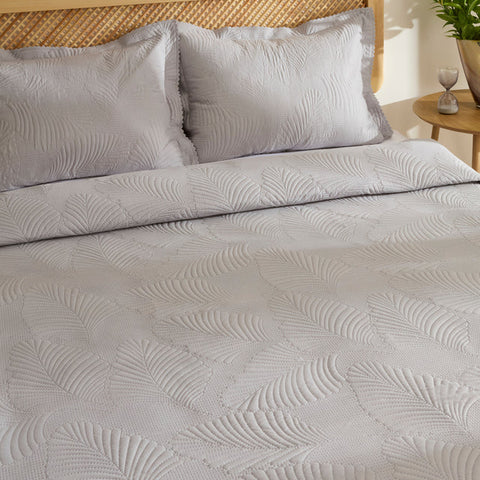 Leaf Bedspread Set Gray 230x240 cm + 2 (50x70 cm)