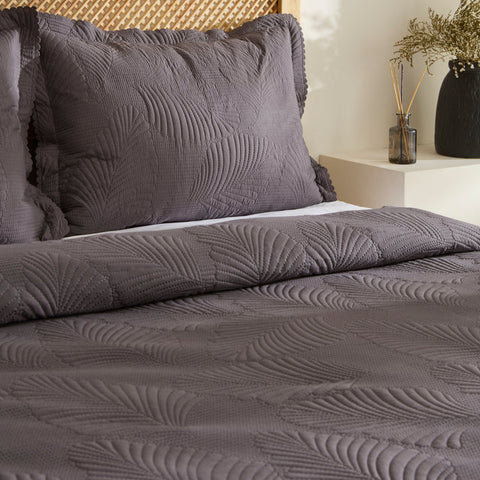 Leaf Bedspread Set Anthracite 230x240 cm + 2 (50x70 cm)