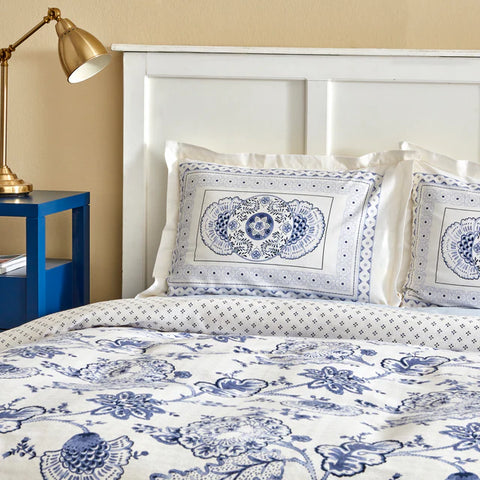 Karaca Amar Blau 100% Katoenen Dekbedovertrek Set voor Tweepersoonsbed