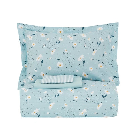 Karaca Daisy 100% Katoenen Dekbedovertrek Set voor Tweepersoonsbed, Mint