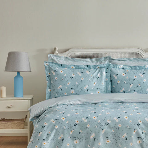 Karaca Daisy 100% Katoenen Dekbedovertrek Set voor Tweepersoonsbed, Mint