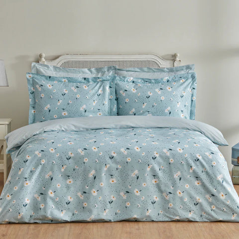 Karaca Daisy 100% Katoenen Dekbedovertrek Set voor Tweepersoonsbed, Mint