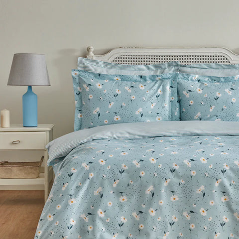 Karaca Daisy 100% Katoenen Dekbedovertrek Set voor Tweepersoonsbed, Mint
