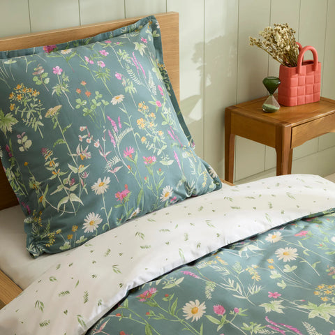 Karaca Evergreen 100% Cotton Duvet Cover Set, Single, Green