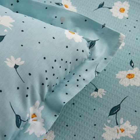 Karaca Daisy 100% Katoenen Tweepersoons Pique Set, Mint