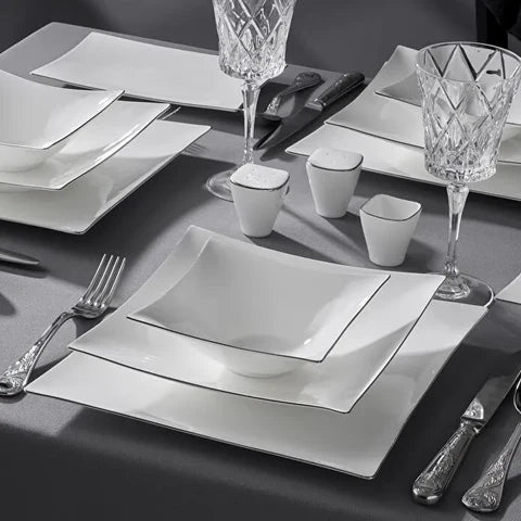 Jumbo Wind Platinum 64-Piece Dinner Set For 12 Persons – Square