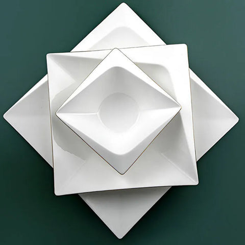 Jumbo Fold Gold 58-Piece Square Dinner Set for 12 Persons