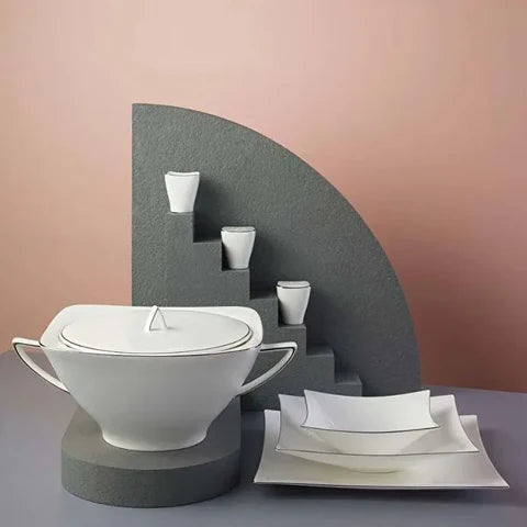 Jumbo Wind Platina 64-Delig Serviesset Voor 12 Personen – Vierkant