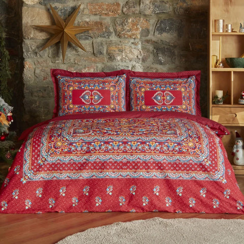 Karaca Home Mihver Pano %100 Katoen Tweepersoons Dekbedovertrek Rood