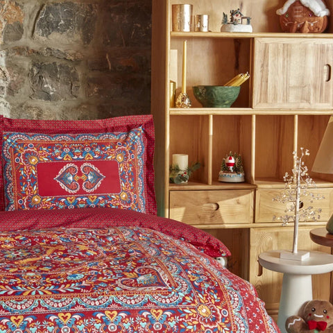 Karaca Home Mihver Pano %100 Katoen Tweepersoons Dekbedovertrek Rood