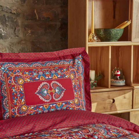 Karaca Home Mihver Pano %100 Katoen Tweepersoons Dekbedovertrek Rood