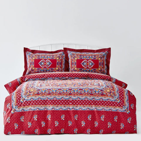 Karaca Home Mihver Pano %100 Katoen Tweepersoons Dekbedovertrek Rood