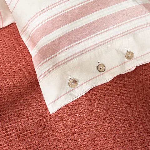 Karaca Home Palermo Terracotta Double Yarn-Dyed Duvet Cover and Bedspread Set
 