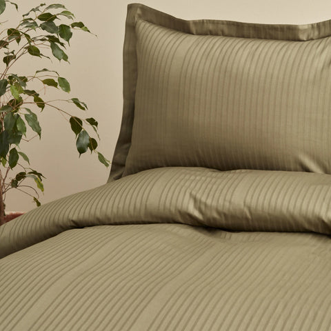 Karaca Home Uniq 100% Katoenen Satijn Eenpersoons Dekbedovertrek Set Olijfgroen